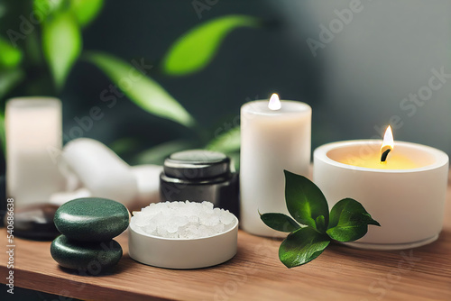 spa massage aromatherapy wellness accessories  stones  candles  oils  plants