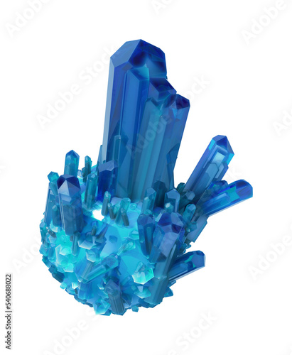 3d render, emerald blue crystal isolated on transparent background