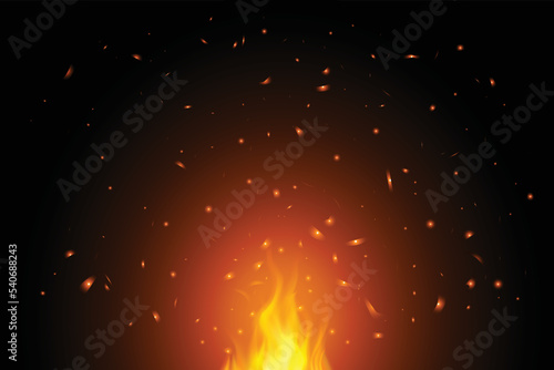 fire flames with sparks on a black background