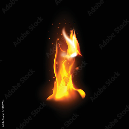 fire flames with sparks on a black background