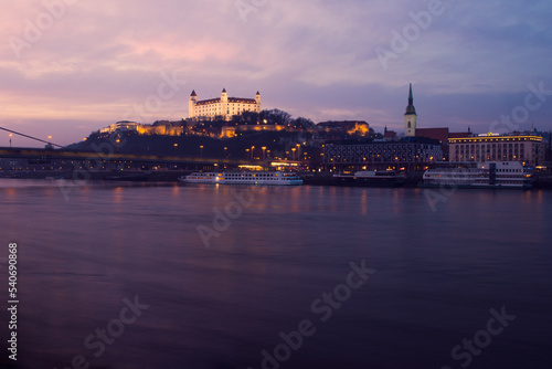 Sunset cityscape of Bratislava castle in Slovakia