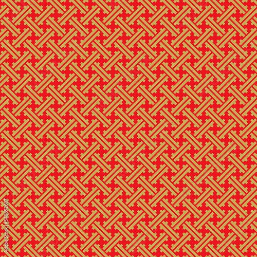 Background image seamless Chinese golden red geometry tracery pattern