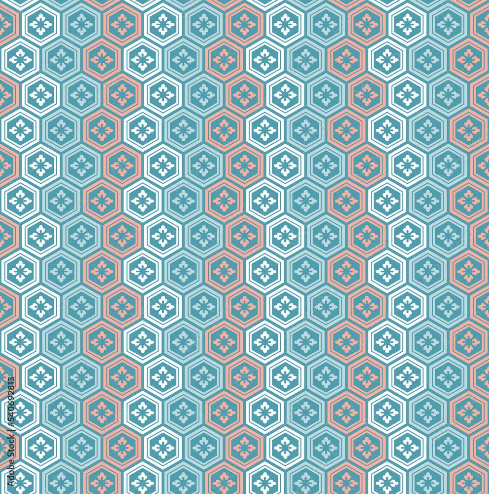 Background image seamless Japanese stlye hexagon cross frame flower Background image seamless Japanese stlye hexagon cross frame flower