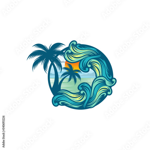 Surfing logo vector illustration