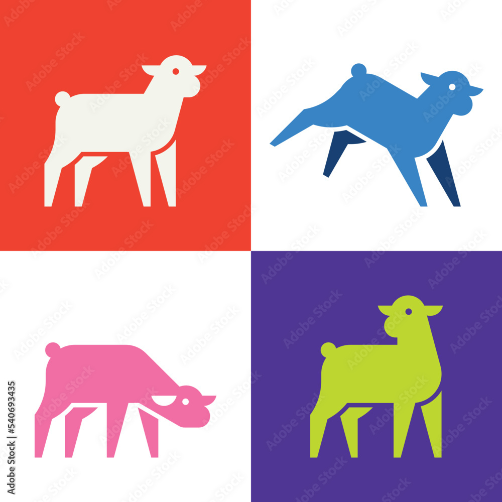 Set of Lamb, Lamb Logo. Icon design. Template elements