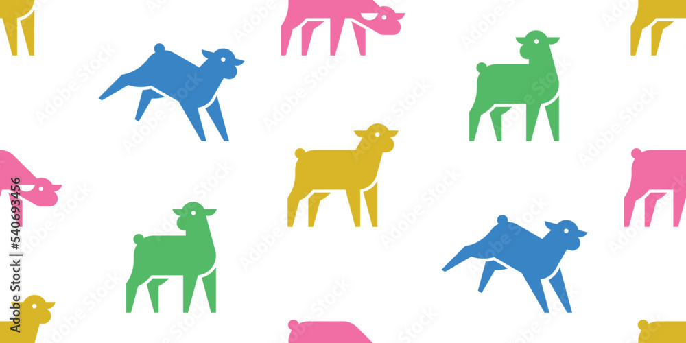 Seamless pattern with Lambs. isolated on white background
