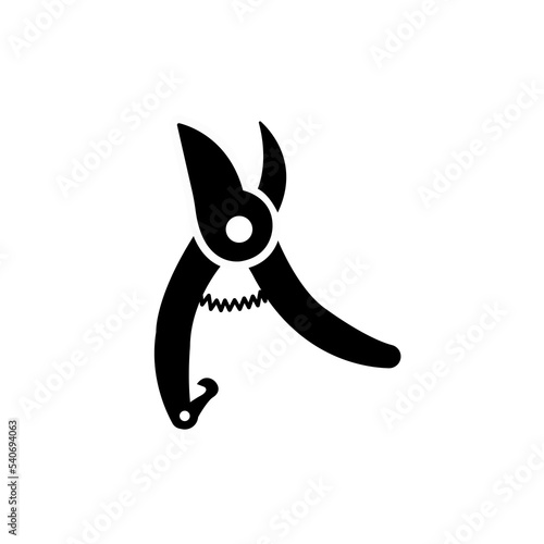 Pruning scissors, garden secateurs vector glyph icon. Graph symbol for agriculture, garden and plants web site and apps design, logo, app, UI