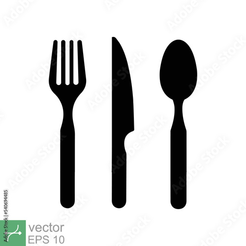 Fork knife spoon icon. Simple solid style. Cutlery symbol  utensil  tableware black silhouettes  food concept. Glyph vector illustration isolated on white background. EPS 10.