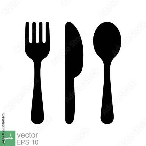 Fork knife spoon icon. Simple solid style. Cutlery symbol  utensil  tableware black silhouettes  food concept. Glyph vector illustration isolated on white background. EPS 10.