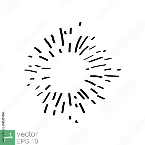 Sunburst explosion hand drawn. Spark doodle  line  firework. Vector illustration design isolated on white background. EPS 10.