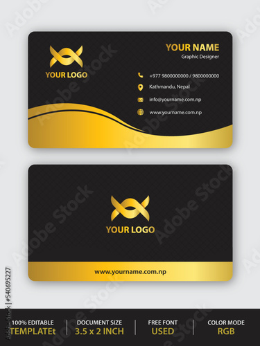 Set of black gold professional modern business card design