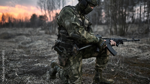 Soldier in camouflage Airsoft 
