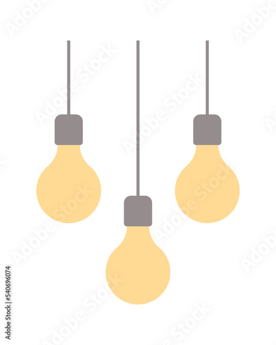 Glowing lightbulbs semi flat color vector objects set. Editable elements. Full sized items on white. Light equipment simple cartoon style illustrations collection for web graphic design and animation
