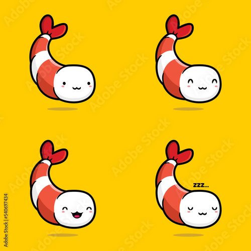 vector illustration of cute shrimp emoji