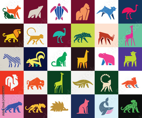 Animals logos collection. Animal logo set. Isolated on White background	