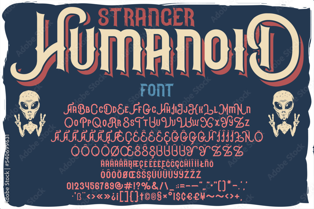 Obraz premium Stranger humanoid font with aliens