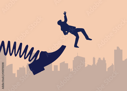 Job lost. You're fired. ass kick. Vector illustration.