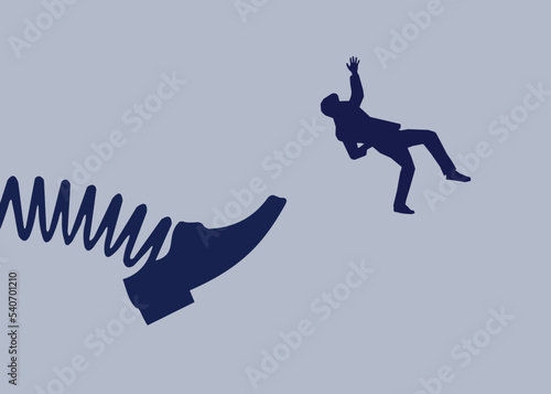 Job lost. You're fired. ass kick. Vector illustration.