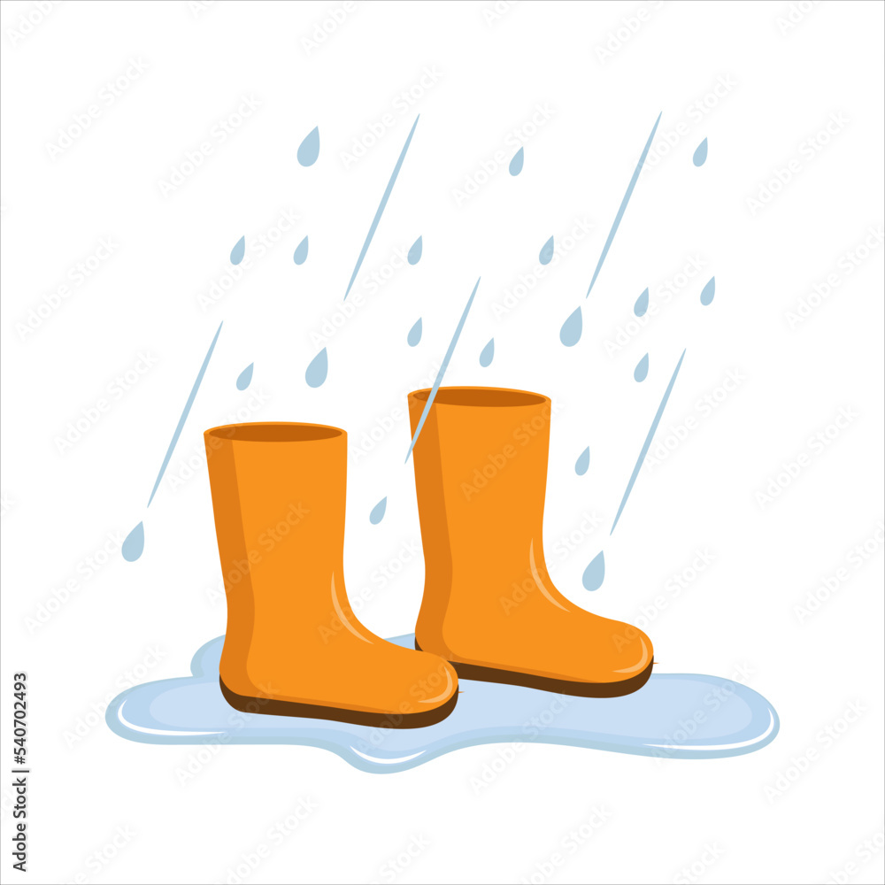 puddle in the rain. autumn weather concept. vector illustration isolated on white background