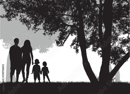 Family silhouettes in nature. vector work.  © Sylwia Nowik