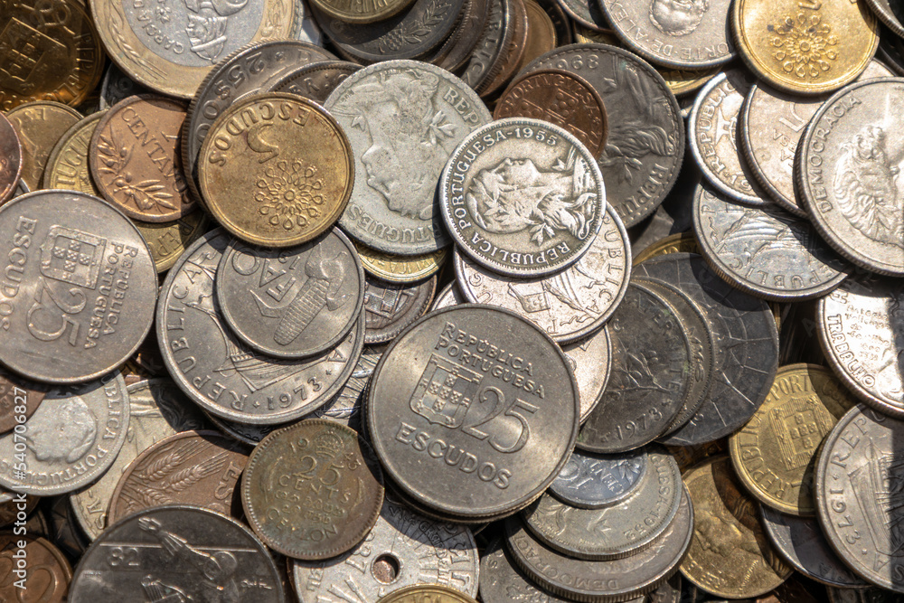 Group of ancient coins. Metallic money in the form of coins Group of ancient coins. Metallic money in the form of coins