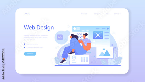 Web integration web banner or landing page. Website layout converting