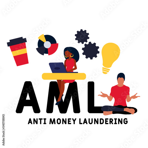 AML - Anti Money Laundering acronym business concept background. vector illustration concept with keywords and icons. lettering illustration with icons for web banner, flyer, landing page