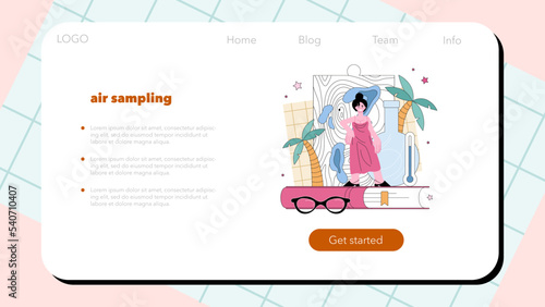 Meteorologist web banner or landing page. Weather forecaster studying