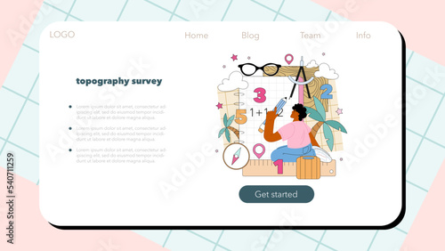 Surveyor web banner or landing page. Land surveying technology