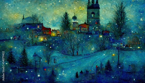 Little snowy town  Christmas  winter  greetings  season  snow  stars  winter  cold