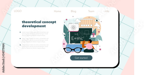 Theoretical physicist web banner or landing page. Physicist explore