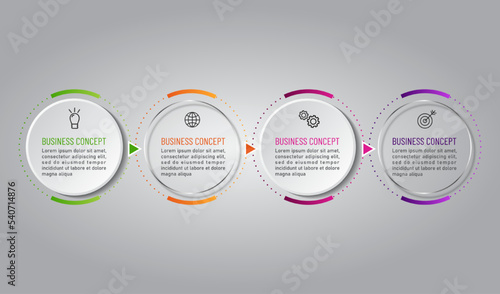 business infographic 3 d, circle style, Glass design, can be used for workflow layout, diagram, annual report, web design.Creative banner, label vector, Business Plan.