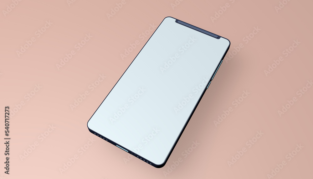 Mobile phone mockup in 3d space with a blank screen to insert. White empty touch screen. Mobile phone mockup in 3d space with a blank screen to insert. White empty touch screen.