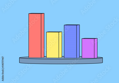 Chart, cartoon style graph of indicators. Indicator bars of different colors.