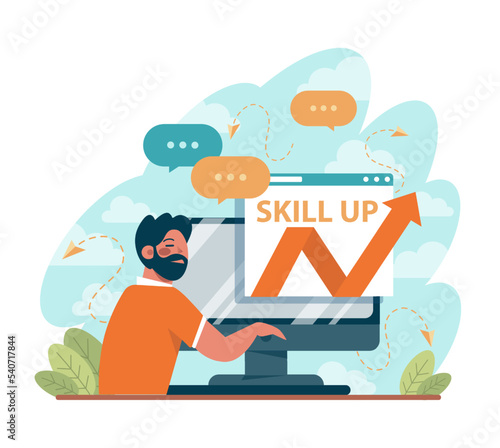 Skill up concept. Increasing of business or professional abilities