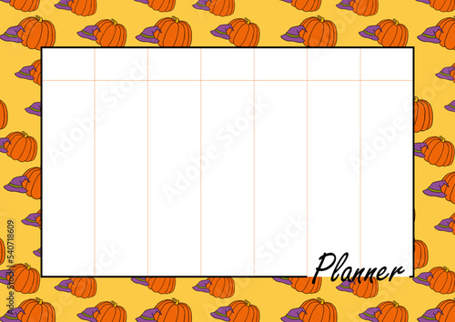 Autumn design template, hand drawn pumpkins, flat vector illustration