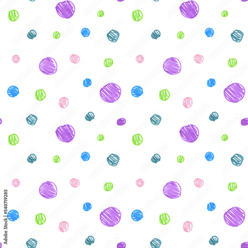 Seamless background with felt-tip circles on white. Children's drawing. Wrapping Seamless background with felt-tip circles on white. Children's drawing. Wrapping