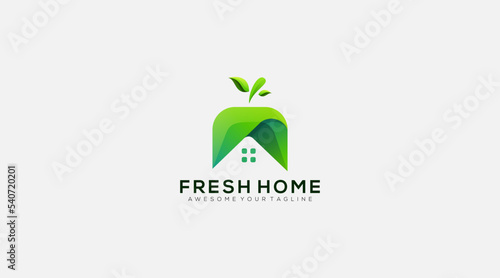 Natural fresh home simple vector logo design 