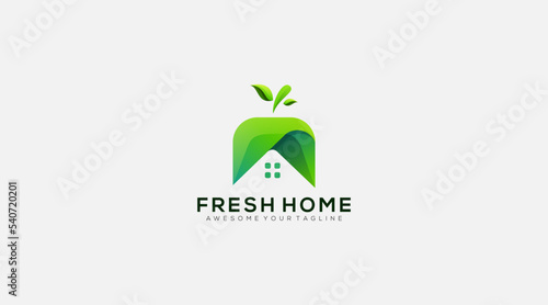 Natural fresh home simple vector logo design
