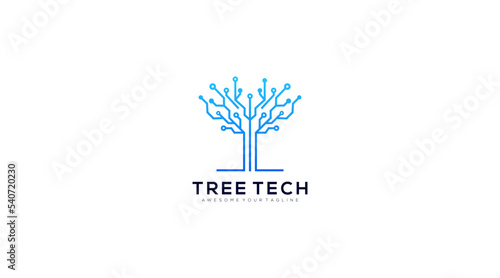 tech tree electrical circuit digital logo vector icon
