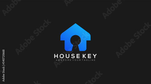 Elegant Key House Logo Design Symbol Vector Template
