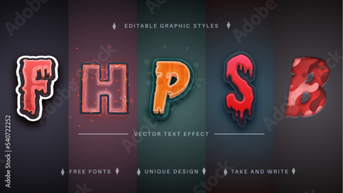 Set 5 Horror Editable Text Effects, Font Styles