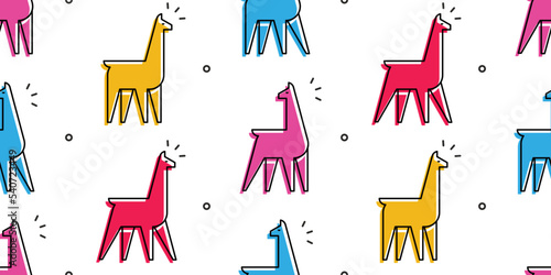 Seamless pattern with Llamas. isolated on white background