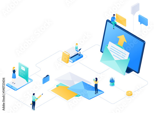 Email marketing - modern colorful isometric illustration