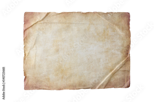 Blank crumpled grunge paper sheet isolated on white