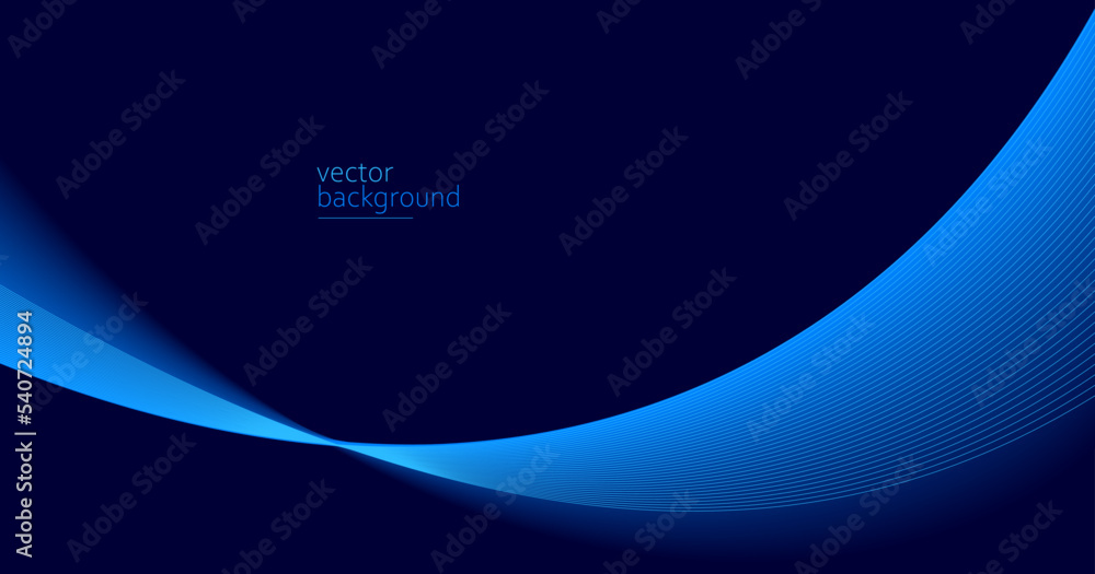 Curve shape flow vector abstract background in dark blue gradient, dynamic and speed concept, futuristic technology or motion art. Curve shape flow vector abstract background in dark blue gradient, dynamic and speed concept, futuristic technology or motion art.