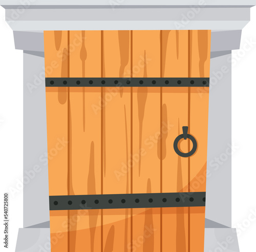 Medieval wooden door with arch