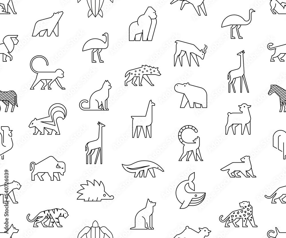 Seamless pattern with Animals logos. Animal logo set. Isolated on White background Seamless pattern with Animals logos. Animal logo set. Isolated on White background