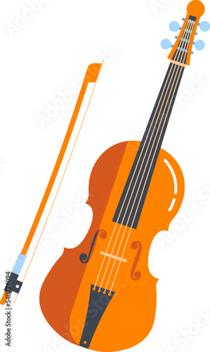 Violin with bow Musical Instrument Vector illustration
