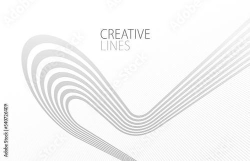 Wave lines in 3D perspective vector abstract background with smooth gradient of light grey and white monochrome colors, easy relaxing motion.